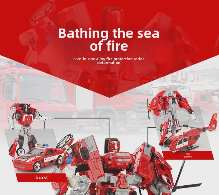 Kaiyu Alloy Transforming Fire Truck & Helicopter Toy