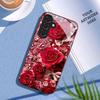 Rose Print Embellished Pattern Tempered Glass Phone Case for Samsung Galaxy S26 S25 S24 S23 S22 S20 FE/PLUS/ULTRA Anti Drop