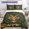 3pcs Custom Name Tiger Bedding Set Duvet Cover Closure Includes 1 Duvet Cover & 2 Pillowcases, Soft and Comfortable for All Seasons.