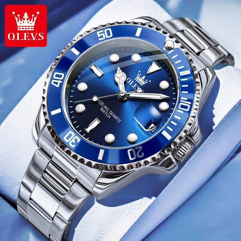 OLEVS New Man Watch Luxury Top Brand One-Way Rotating Outer Ring Design Quartz Watch for Men Auto Date Waterproof Wrist Watches