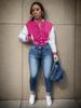 2024 Color Block Single-Breasted Letter Women's Baseball Jacket - Spring/Autumn Collection