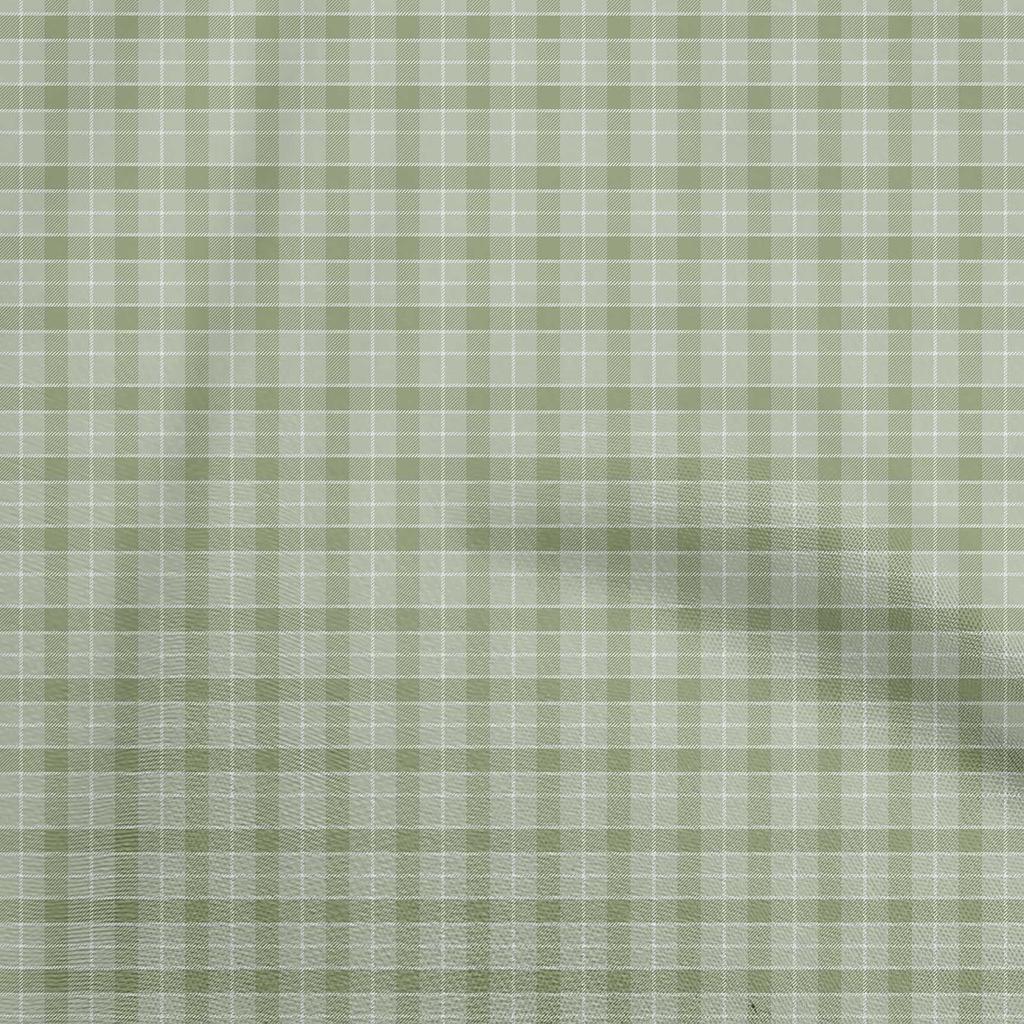 oneOone Cotton Flex Green Fabric Check Sewing Material Print Fabric By The Yard 40 Inch