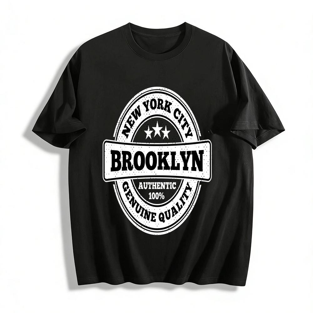 New York Brooklyn Print Casual Short Sleeve Unisex Vintage T-Shirt Pure cotton T-shirt XXS