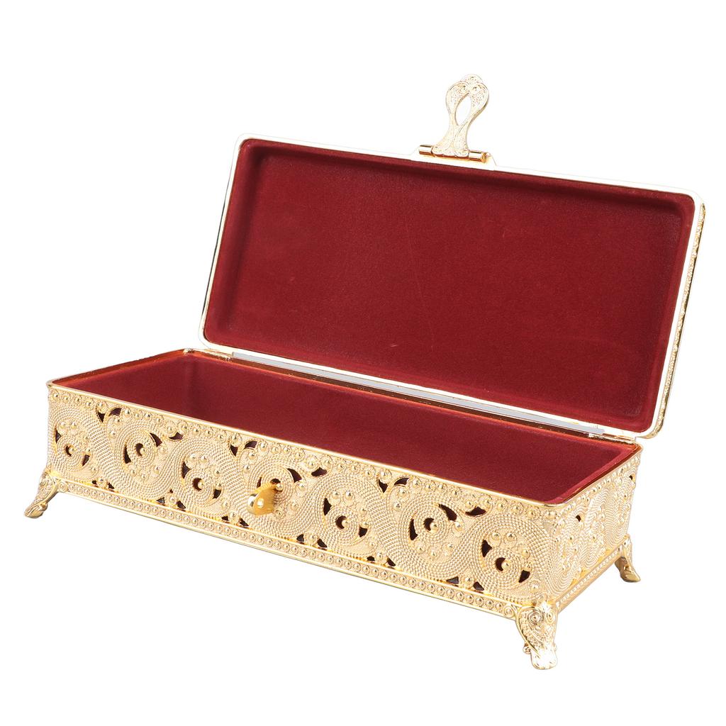 Vintage Metal Jewelry Box Soft Rust Rectangular Trinket Box for Girl Women Necklace Rrings Rings