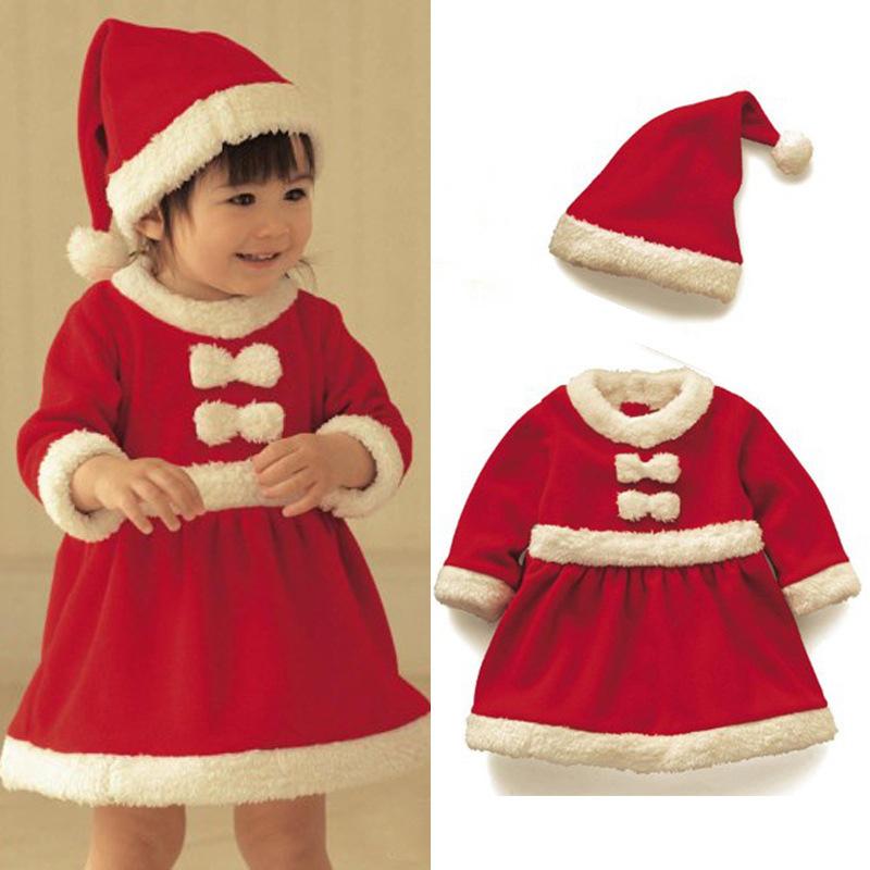 Baby Toddler Santa Costume Cozy Plush Edge Matching Hat Comfortable for Christmas Family Gathering Cosplay Outfit B80