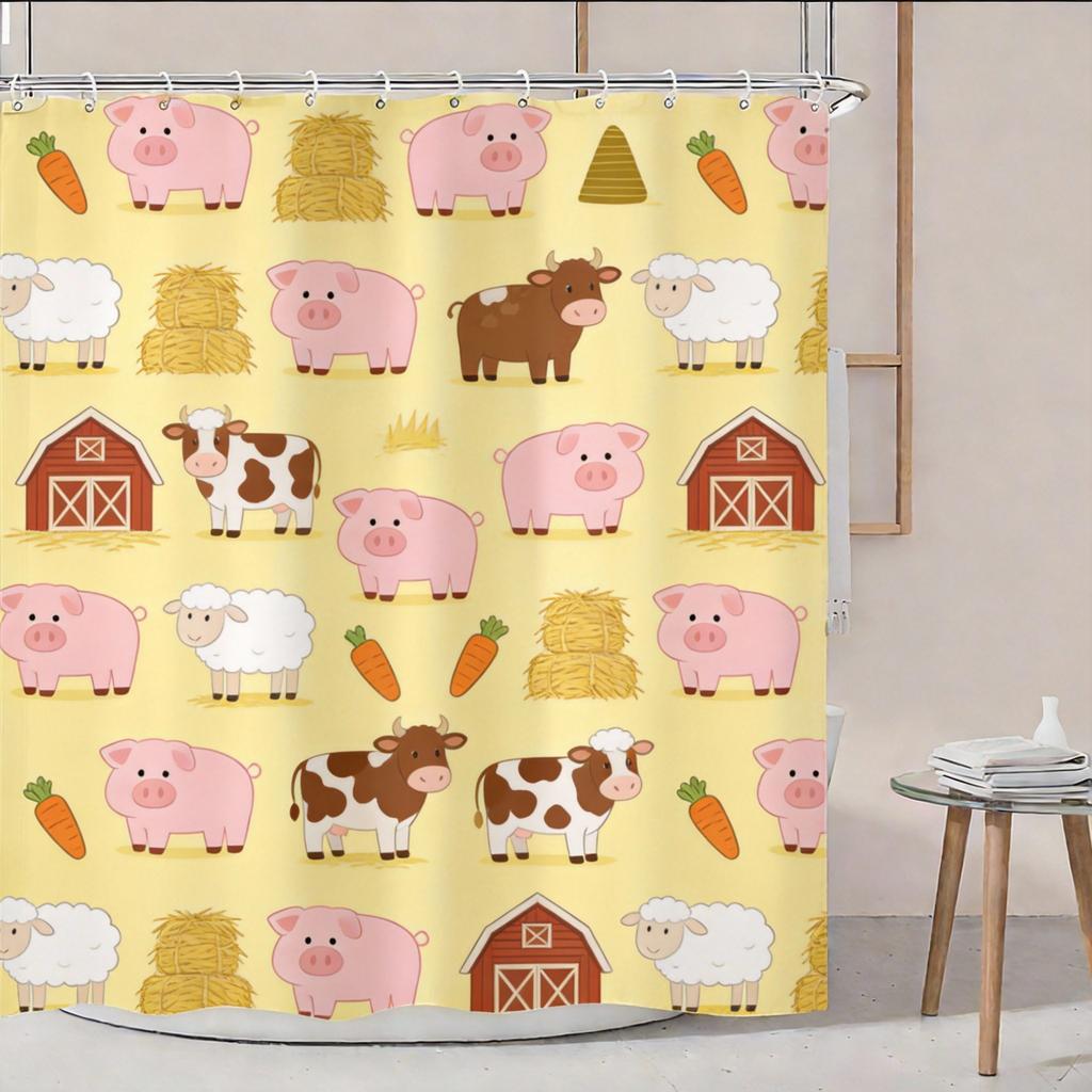 Cute Dinosaur Shower Curtain Green Cartoon Dinosaurs Print For Kids Bathroom Decor Polyester Bath Curtain With Hooks