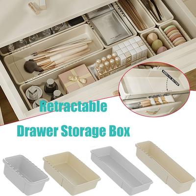 Durable Retractable Desktop Storage Box Drawer Sundries Sorting Storage Organizer Rectangular Cosmetics Organizer Boxes