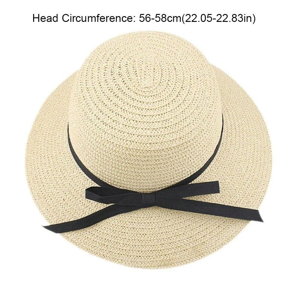 Portable Bow Straw Weave Sun Hat Wide Brim Bohemian Sunscreen Bucket Hat Face Slim Breathable Fisherman Hat Outdoor
