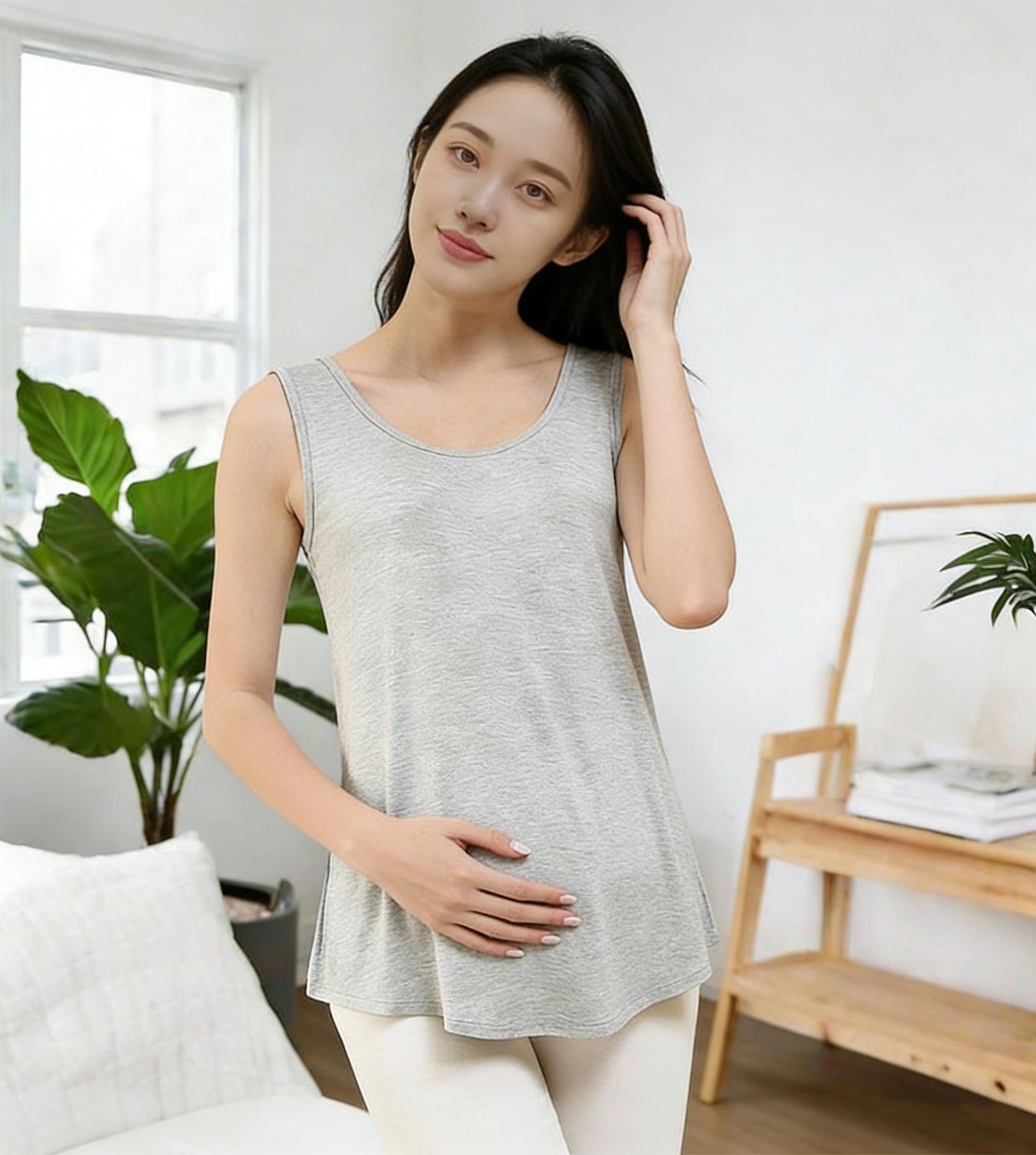 

Korean Style Multi-Color Sleeveless Maternity Camisole: Summer T-shirt for Belly Coverage and Slimming Comfort 2XL (145-165 jin recommended)