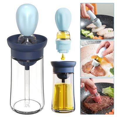 Kitchen Oil Bottle Silicone Glass Oil Container With Brush Barbecue Spray Bottle Oil Dispenser For Kitchen Cooking BBQ Tool