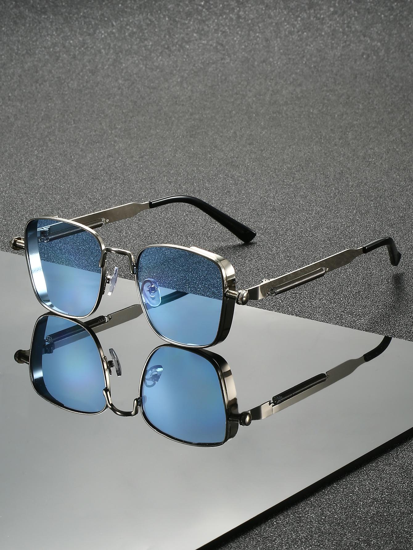 1Pc Trendy Fashion Men s Sunglasses Metal Square Frame Sunglasses Casual Punk Sunglasses Outdoor Sports Fishing Essential Glasse