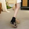 Retro straw brown rivet fringed cool boots women's 2025 summer new slope heel open-toed rear zipper Roman short boots