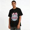 2026 New Year Party Disco Ball Bow Print Casual Top Pure cotton T-shirt