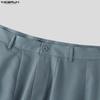 INCERUN Men Casual High Waist Zip-up Casual Baggy Long Pants Trousers