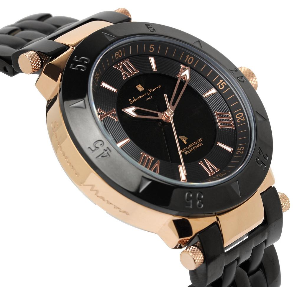 Salvatore Marra Uhr Roségold Schwarz Funk Solar Edelstahl [Salvatore Marra] Herren SM18112SS-PGBK