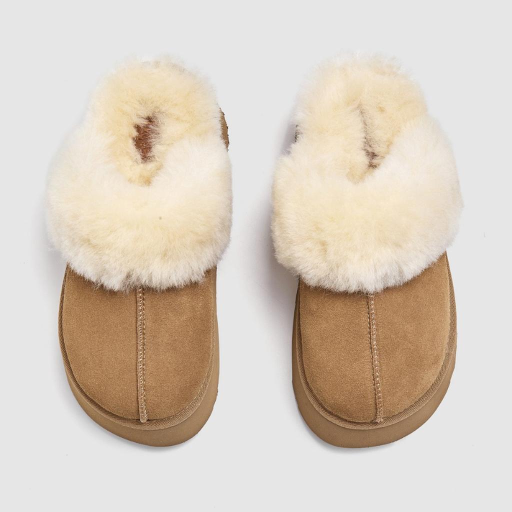 Höhenverstärkende Schneestiefel mit dicker Sohle für Damen 2025 Winter neue Samt-verdickte warme Zehenkappe Baumwoll-Halbpantoffeln