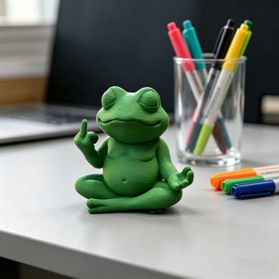 Meditative Frog Figurine Zen Yoga Frog Statue with Middle Finger Gesture Quirky Garden Sculpture for Home Office Desk Decor