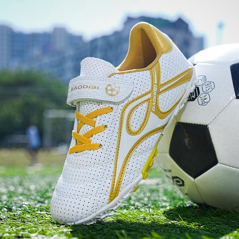 Mesh Velcro Children's Football Shoes Teen Students Breathable Broken Nails Middle and Older Children's Game Training Sneakers Men