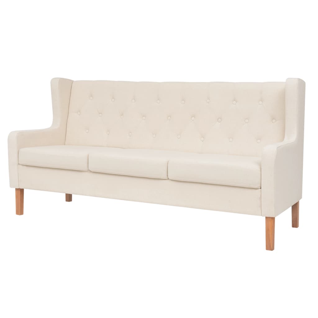 3 Seater Sofa Fabric Cream White White