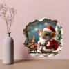 Christmas Mouse Whimsical Mouse Hole Wall Decal Sticker Cute Home Decor Mural - Funny Holiday Mouse Design M1067