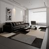 Beige Black Geometric Area Rug Modern Light Luxury Living Room Carpet Waterproof Non-Slip Sofa Floor Mat Easy Care Holiday