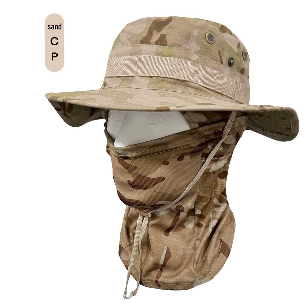 Outdoor Sonnenschutz Camouflage Hut & Sturmhauben Set: Winddicht, Sonnenschutz für Bergsteigen, Angeln & Radfahren