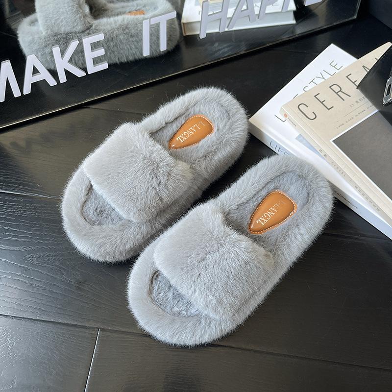 

Молочные тапочки Huhu на толстой подошве, женские, осенне-зимние, новые, удобные домашние тапочки-шлепанцы из хлопка для пола 42