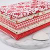 7Pcs Red floral pattern Patchwork Fabric 7 pieces per set Pre-cut Cloth  Fabric art production