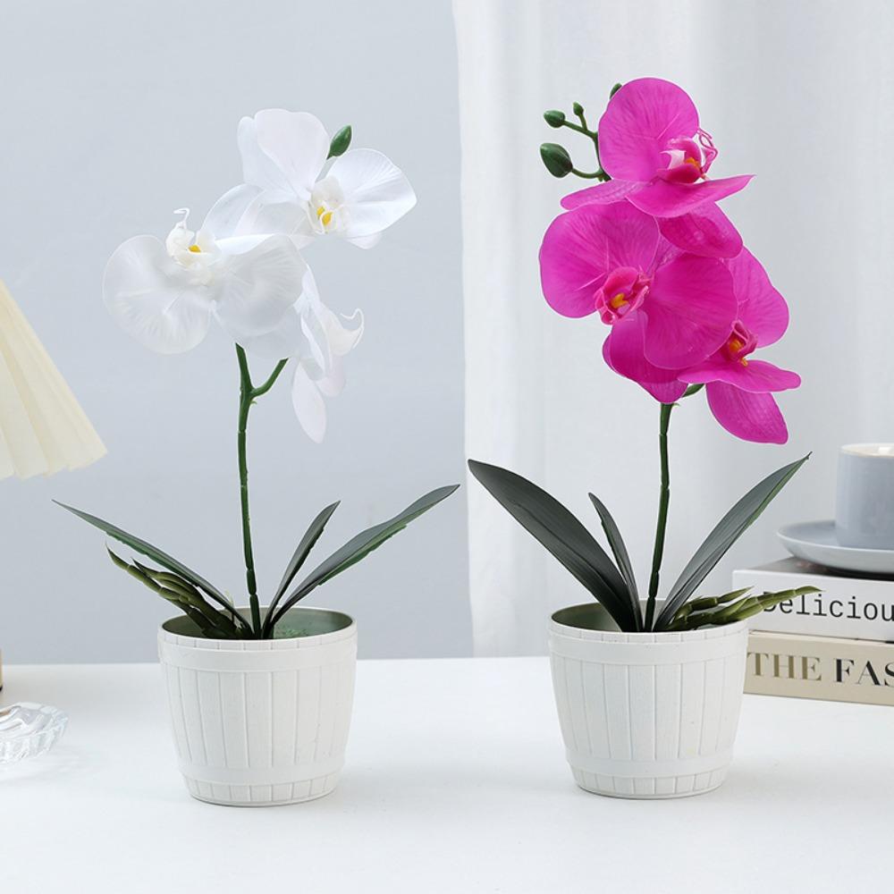 Soft Rubber Simulation Butterfly Orchid Bonsai 4-Heads Phalaenopsis Bonsai  Home Supply