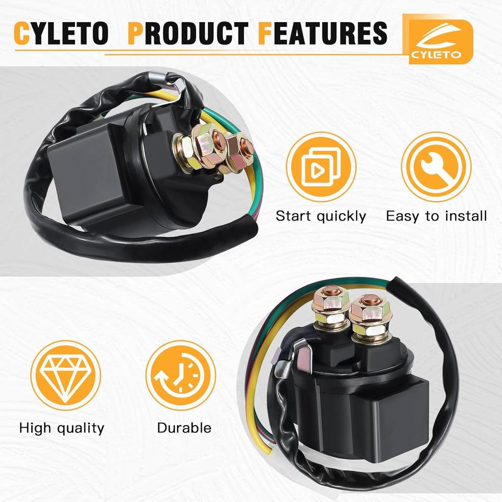 Cyleto GY6 Starter Solenoid Relay For 4-Stroke 110Cc 150Cc 50Cc 125Cc 200Cc 250Cc 70Cc 90Cc ATV 4 Wheel Scooter Go Kart Quad Moped Dirt Pit Bike