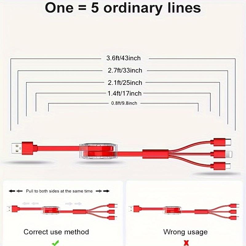 3 v 1 Zatahovací Datový USB Kabel pro Nabíječku iPhone Rychlý Nabíjecí Kabel pro Android Telefon Typ C Xiaomi Huawei Samsung