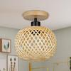 Bamboo Ceiling Lamp with No Bulb Rustic Style Dining Room Decor with Woven Bamboo Shade Pendant Lamp Cover Bambbo Pendant Light