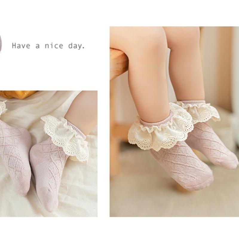 Colorful Baby Girl Sock  Baby Girls Ruffle Socks Kid Toddler Frilly Lace Ruffle Dress Cotton Socks for Spring Autumn