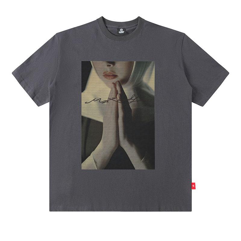 European And American High Street Abstract Printing T-Shirt Oversize Large Version Casual Cotton Short-Sleeved T-Shirt Men And Women