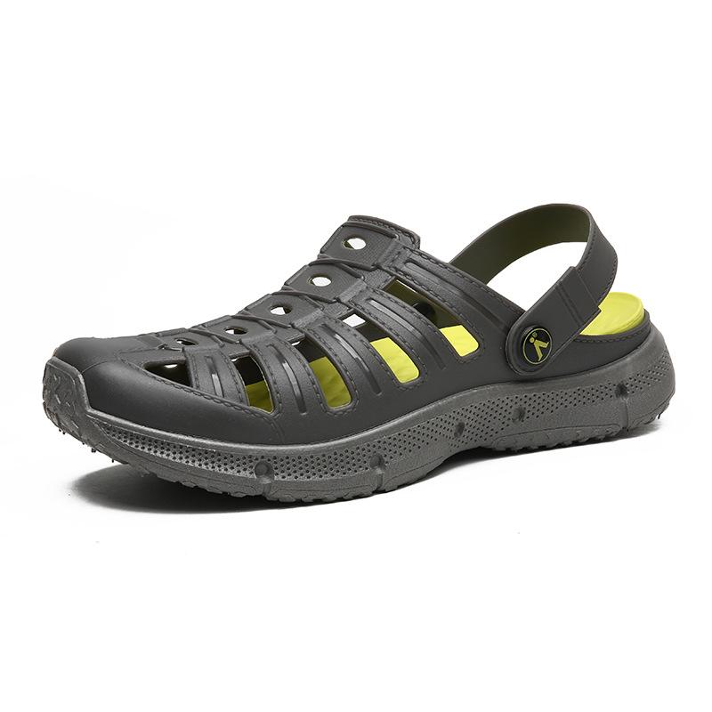 

2020 summer new men s big head shoes dual-purpose outer wear cool slippers hole shoes tide beach shoes bag head sandals 45 серый