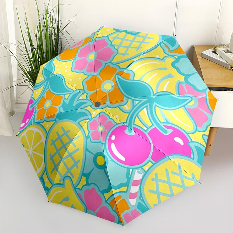 1pc Fruit Pattern Automatic Folding Umbrella - 8-Rib Automatic Open/Close, Portable Collapsible Compact Umbrella yy251218044