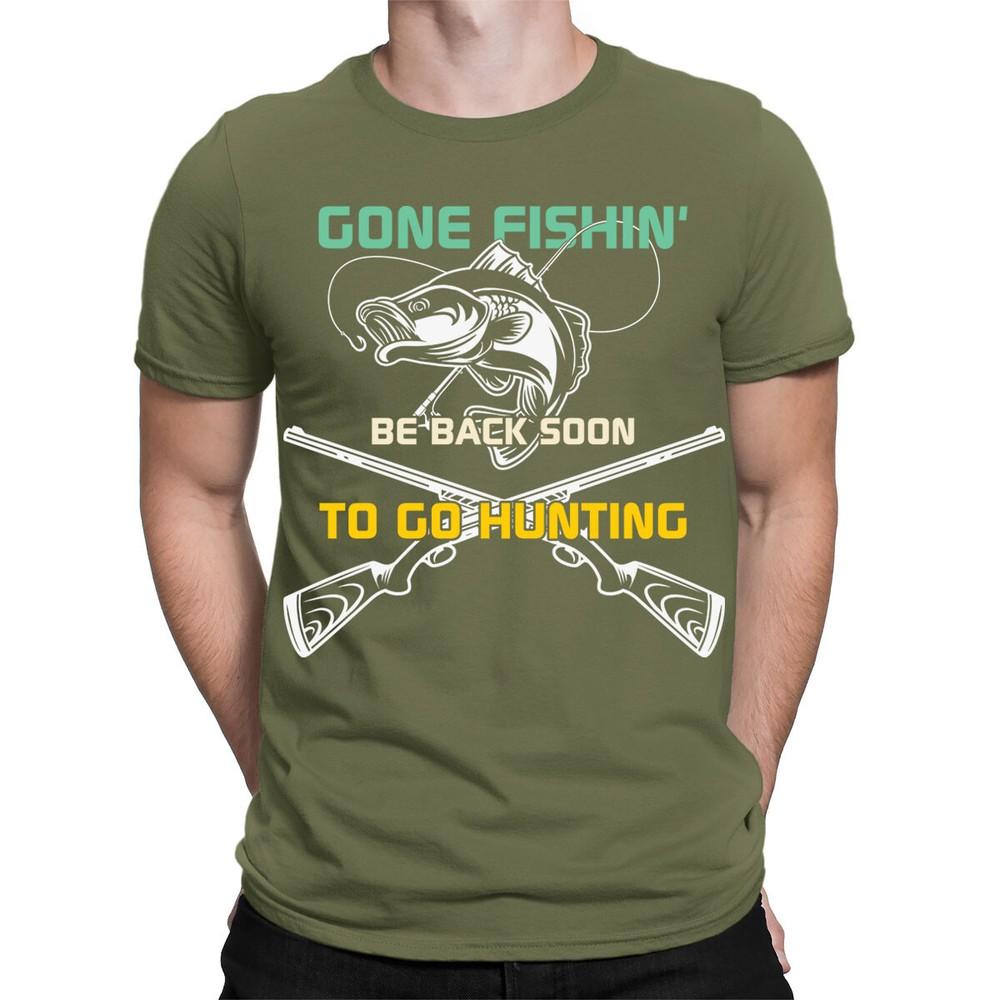 Funny Gone Fishing Hunting Angling Fish Fisherman Gift Mens T Shirts Top TA89