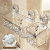Shower Suction Cup Shelf Basket Light Glacier Pattern One Second Installation Bathroom Organizer Storage Rotating To Suck Remove