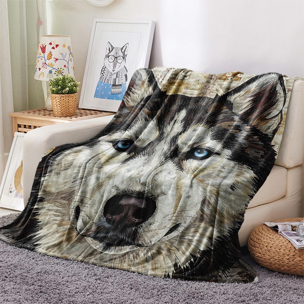 1PC Dog Print Flannel Blanket, High quality Comfortable for All Seasons, Home Decor, Warmth and Comfort, Perfect for Christmas Gifts
