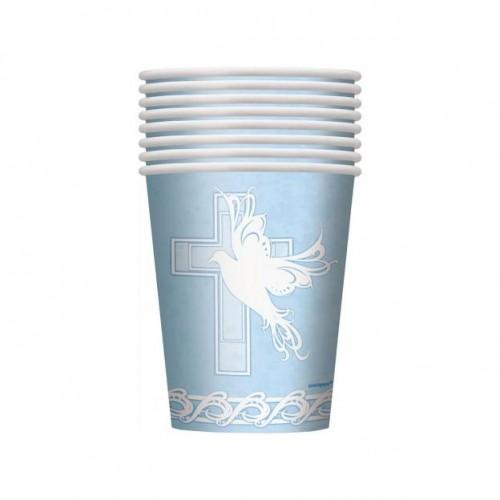 Unique Party Jednorázový kelímek na křest Paper Dove Cross (Balení po 8)