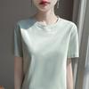 Summer Round Neck Cotton Short-Sleeved Women's T-Shirt Loose  Casual Top Mercerized Bottoming Shirt