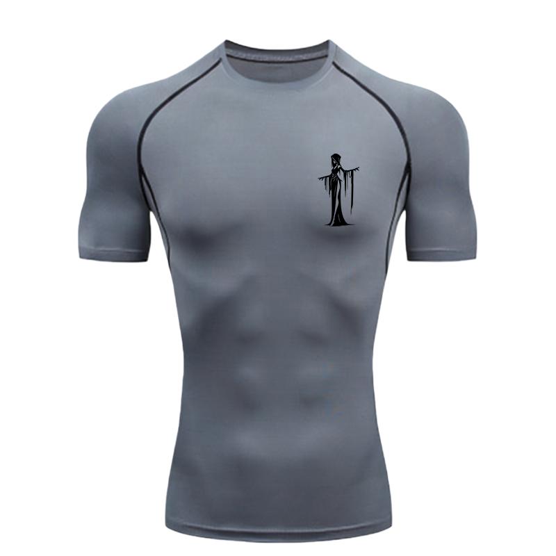 Gothic Ghost Design  Men's Sports T-shirt Training Fitness Compression Workout T-Shirt Athletic Tees