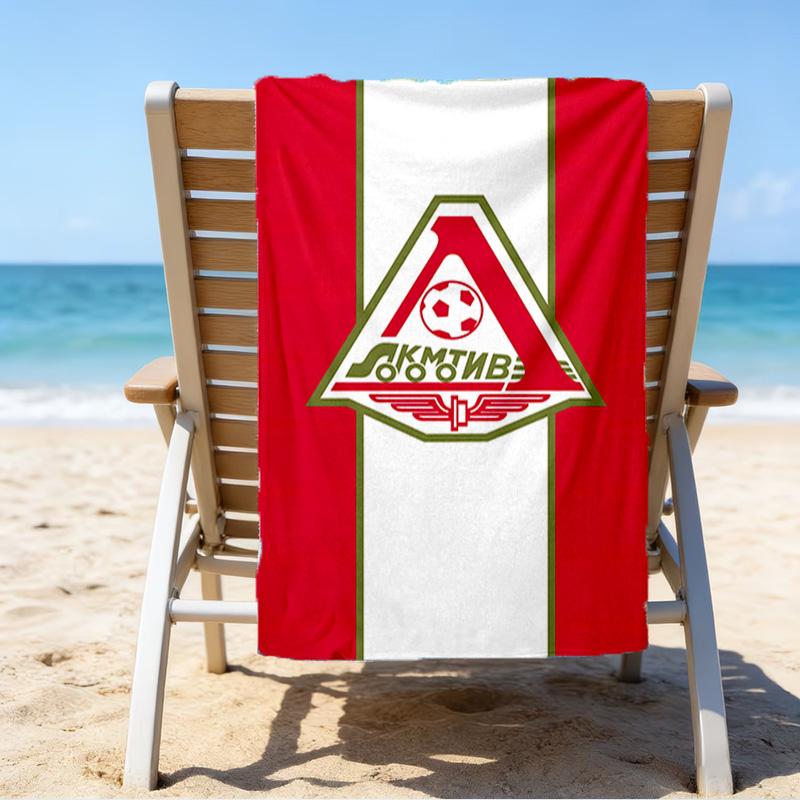 Green And Red Soccer Emblem Printed Beach Towel, Super Soft Microfiber, Perfect Gift Birthday, for Pool, Beach, Travel, for Family and Friends