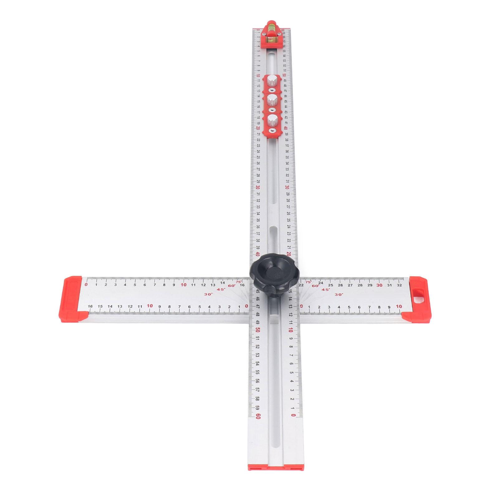 

Деревообрабатывающая линейка, разметочный инструмент 2 в 1, многофункциональная алюминиевая линейка с Т-образной измерительной шкалой