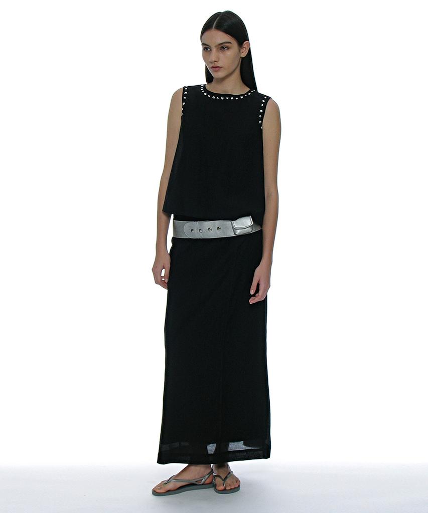 Partimento Woman Sheer Layered Maxi Skirt_Black