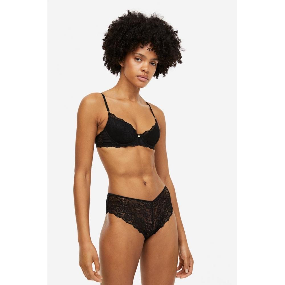 

HM Кружевной бюстгальтер с мягкой чашкой на косточках, черный