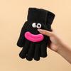 Cartoon gloves women's winter wool knitted thickened to keep warm and cold students cute and funny, showing fingers can be versatile