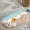 Temu Summer Beach Shell Anti-Slip Bath Mat - Imitation Cashmere, Water Absorbent Decor.