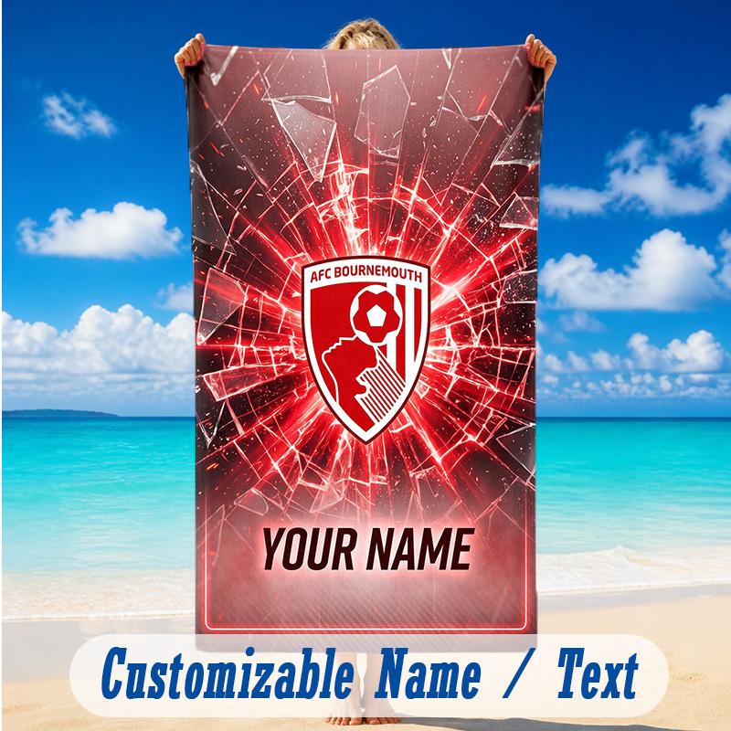 Beach Towel Custom Name Text, Quick Dry Large Towel For Beach HomeBournemouth Football