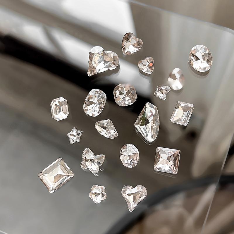 5Pcs Luxury Crystal Diamonds Pile Drills Nail Art Rhinestone 3D Diy Stacked Drill Jewelry Charms Manicure Decoration Accessorie